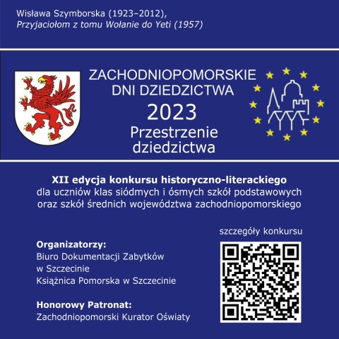 Powiększ obraz: XII edycja konkursu historyczno-literackiego Zachodniopomorskie dni dziedzictwa 2023 