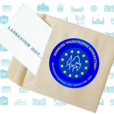 Powiększ obraz: Koperta z logo konkursu i informacją o ogłoszeniu wyników